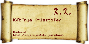 Kánya Krisztofer névjegykártya